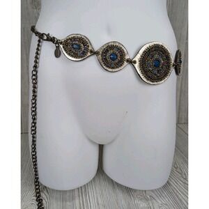 Chico\'s Medallion Runway Belt Chain Mother of Pearl OS Boho with Lobster Clasp Chico main image 3